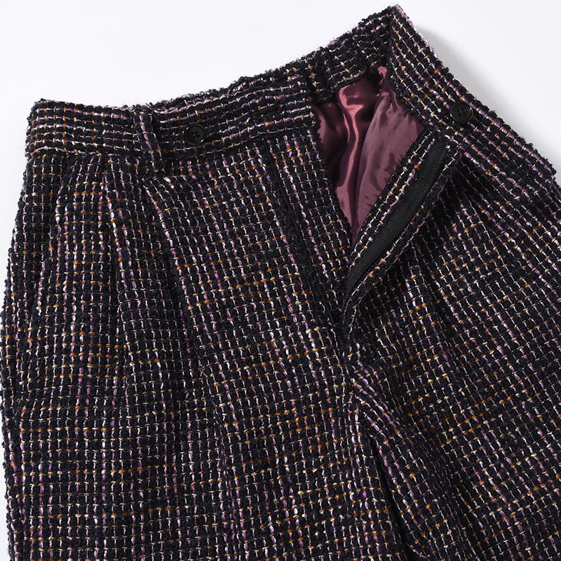 LOOP TWEED TAPERED PANTS -PURPLE-