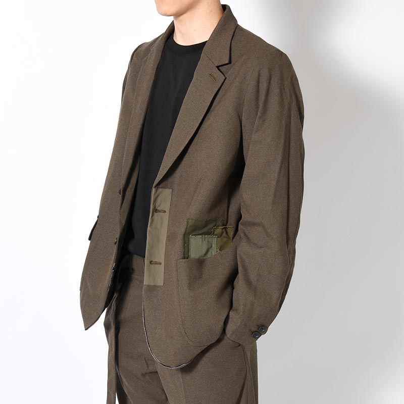 Patchwork Mended Blazer -OLIVE-