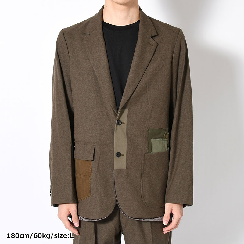 Patchwork Mended Blazer -OLIVE-