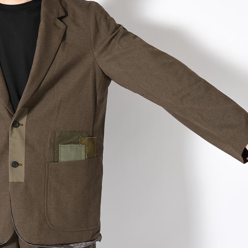 Patchwork Mended Blazer -OLIVE-