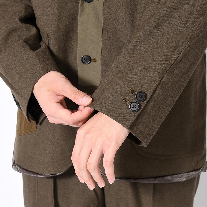 Patchwork Mended Blazer -OLIVE-