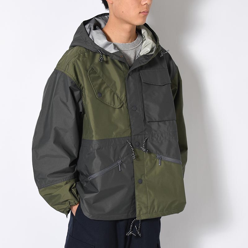 Patchwork Shell Jacket -DARK OLIVE-