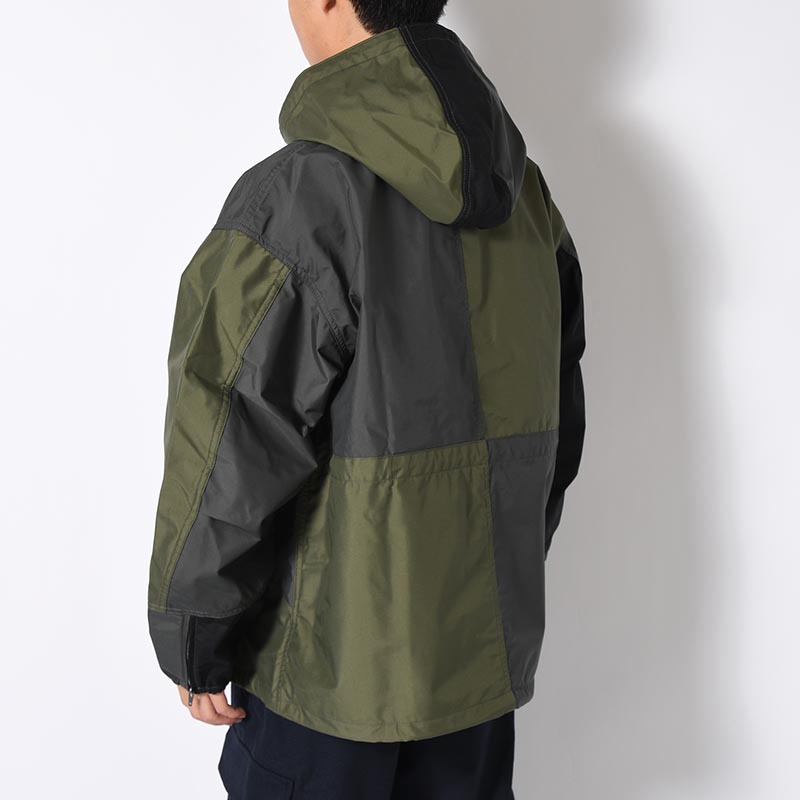 Patchwork Shell Jacket -DARK OLIVE-