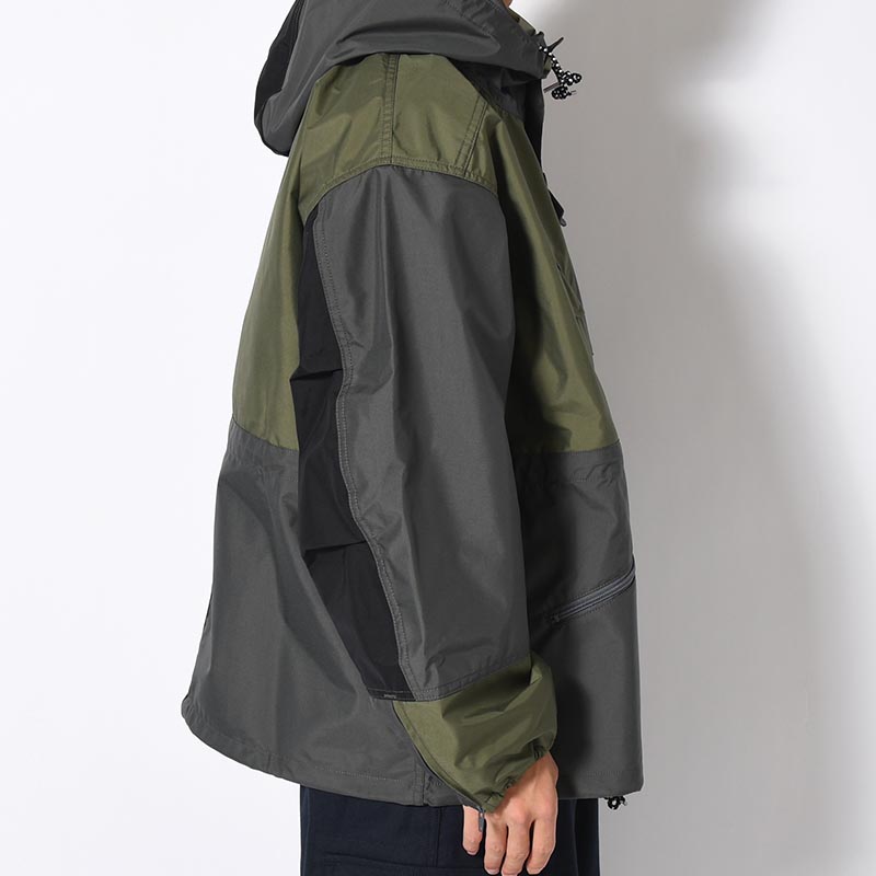 Patchwork Shell Jacket -DARK OLIVE-