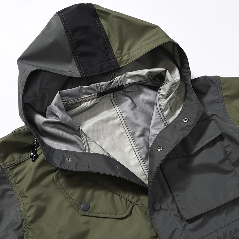 Patchwork Shell Jacket -DARK OLIVE-