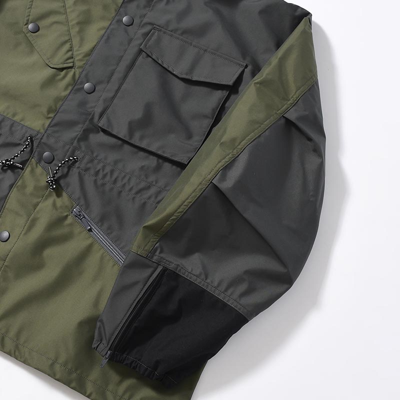 Patchwork Shell Jacket -DARK OLIVE-