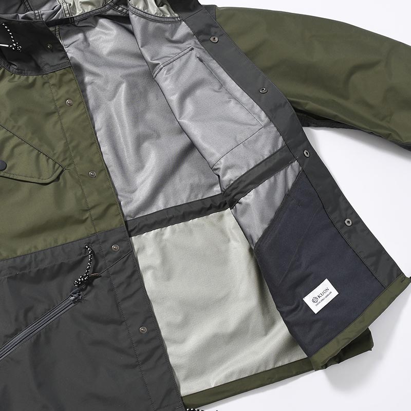 Patchwork Shell Jacket -DARK OLIVE-