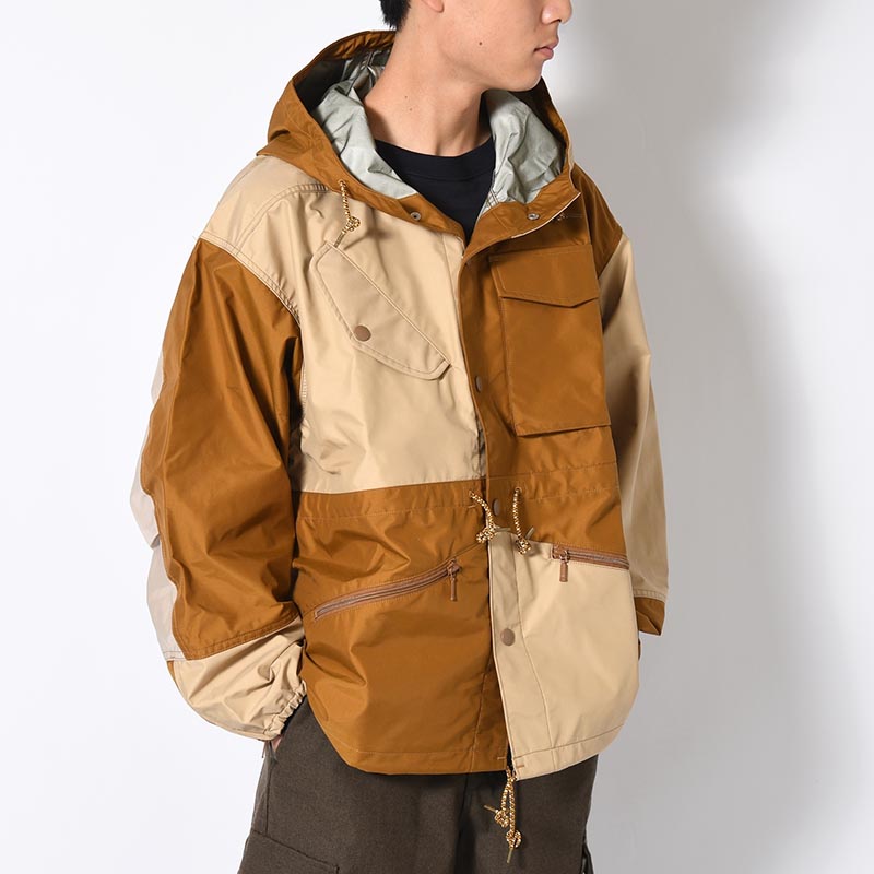 Patchwork Shell Jacket -BROWN BEIGE-