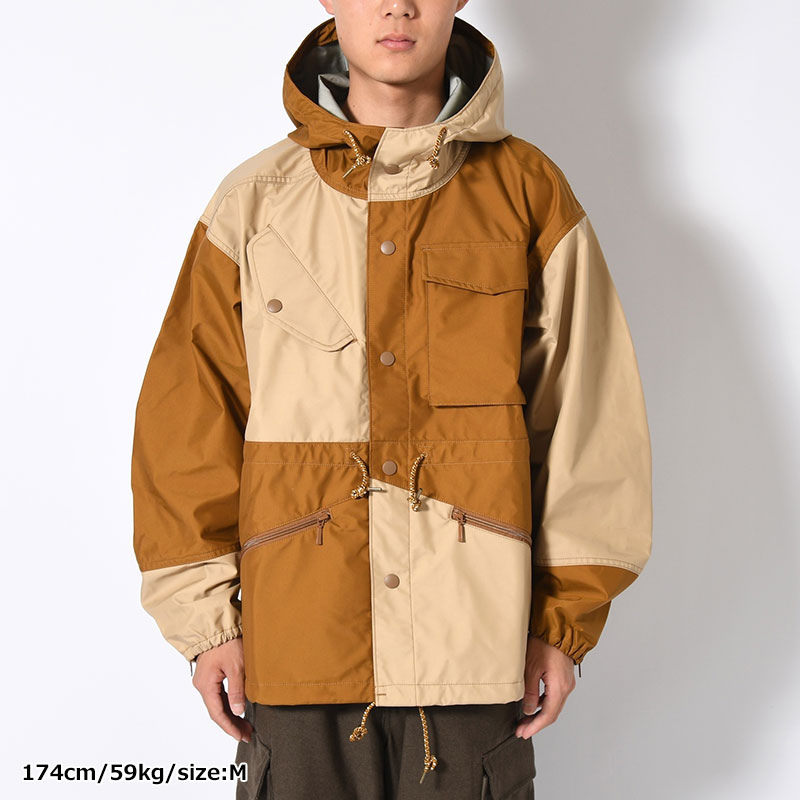 Patchwork Shell Jacket -BROWN BEIGE-