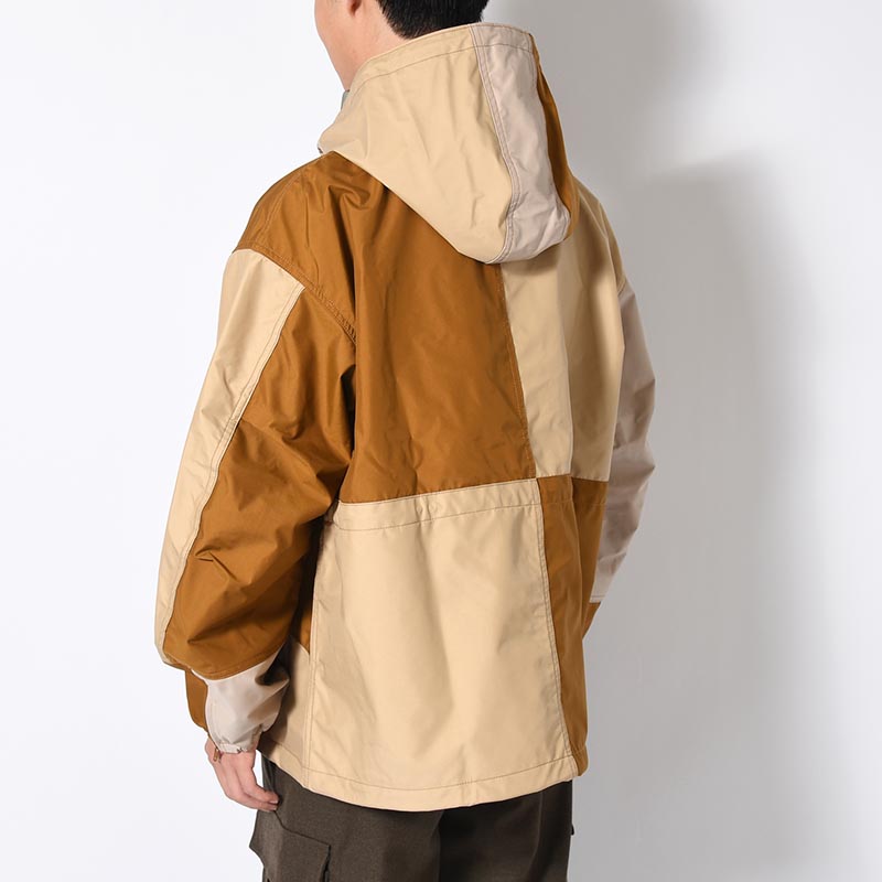 Patchwork Shell Jacket -BROWN BEIGE-