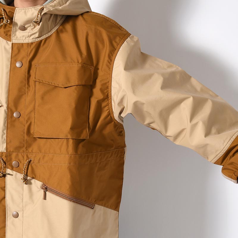 Patchwork Shell Jacket -BROWN BEIGE-