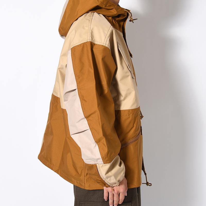 Patchwork Shell Jacket -BROWN BEIGE-