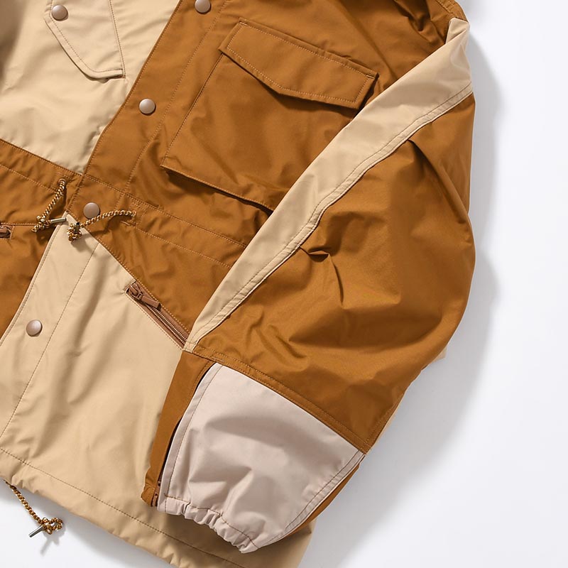 Patchwork Shell Jacket -BROWN BEIGE-