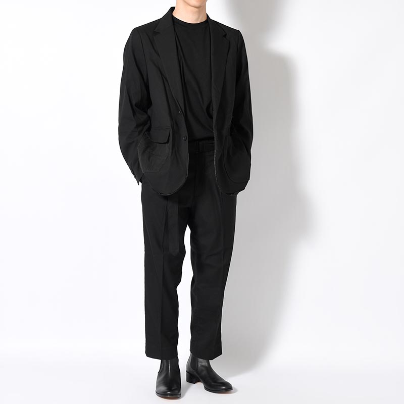 Belted Tapered Trousers -BLACK-