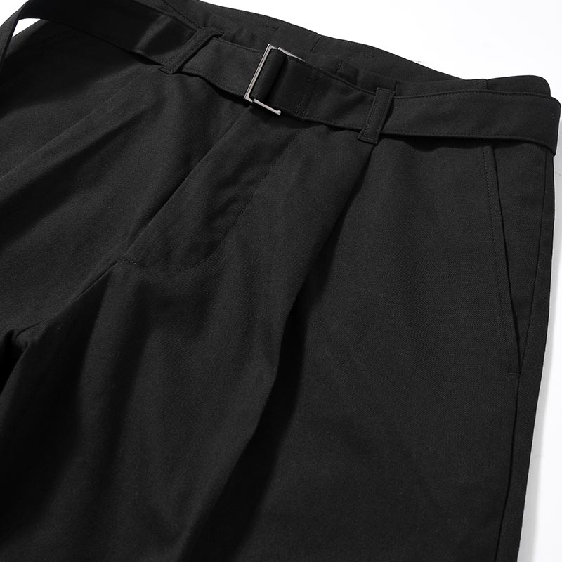 Belted Tapered Trousers -BLACK-