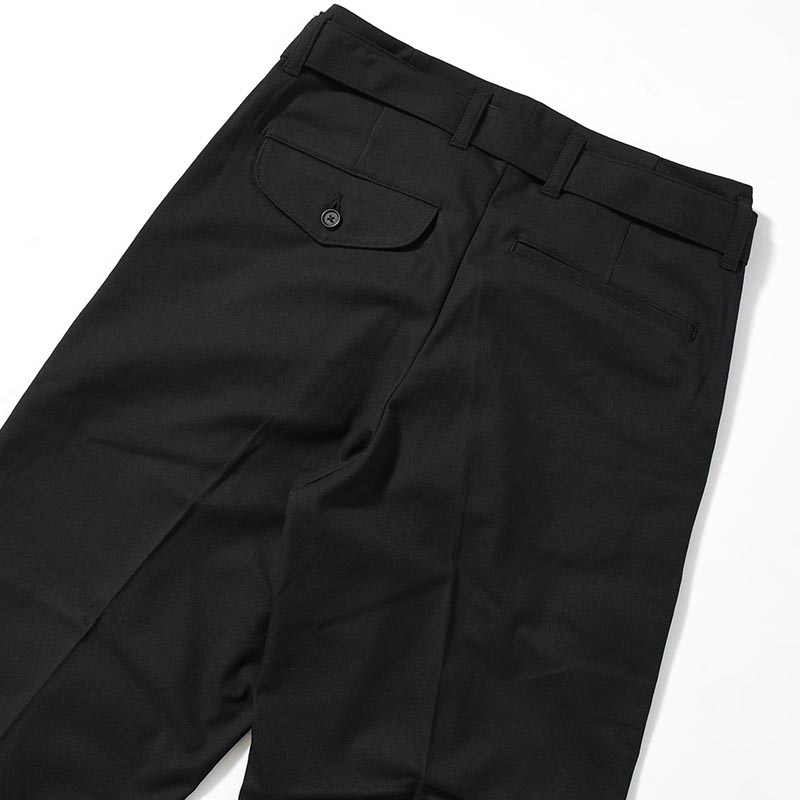 Belted Tapered Trousers -BLACK-