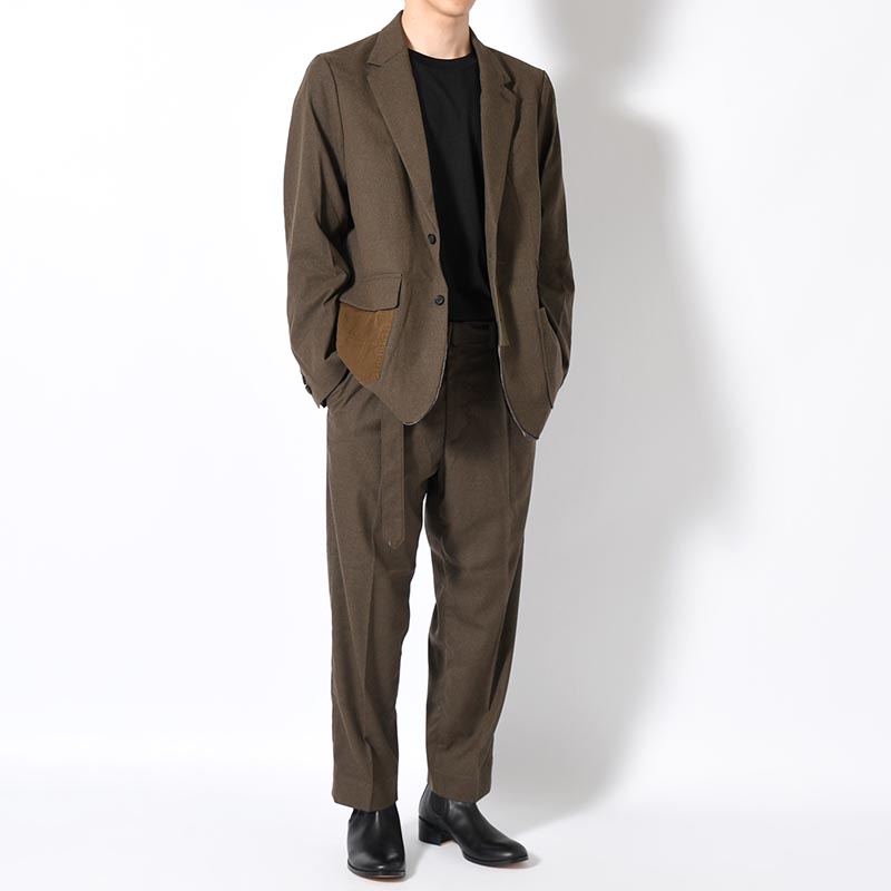 Belted Tapered Trousers -OLIVE-