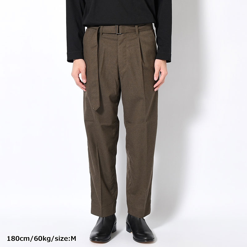 Belted Tapered Trousers -OLIVE-