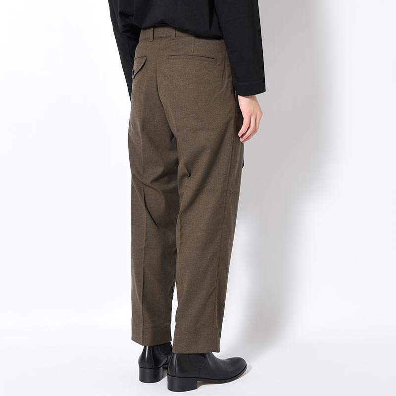 Belted Tapered Trousers -OLIVE-