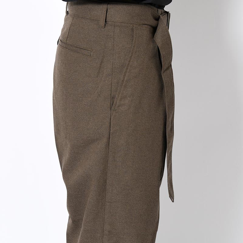 Belted Tapered Trousers -OLIVE-