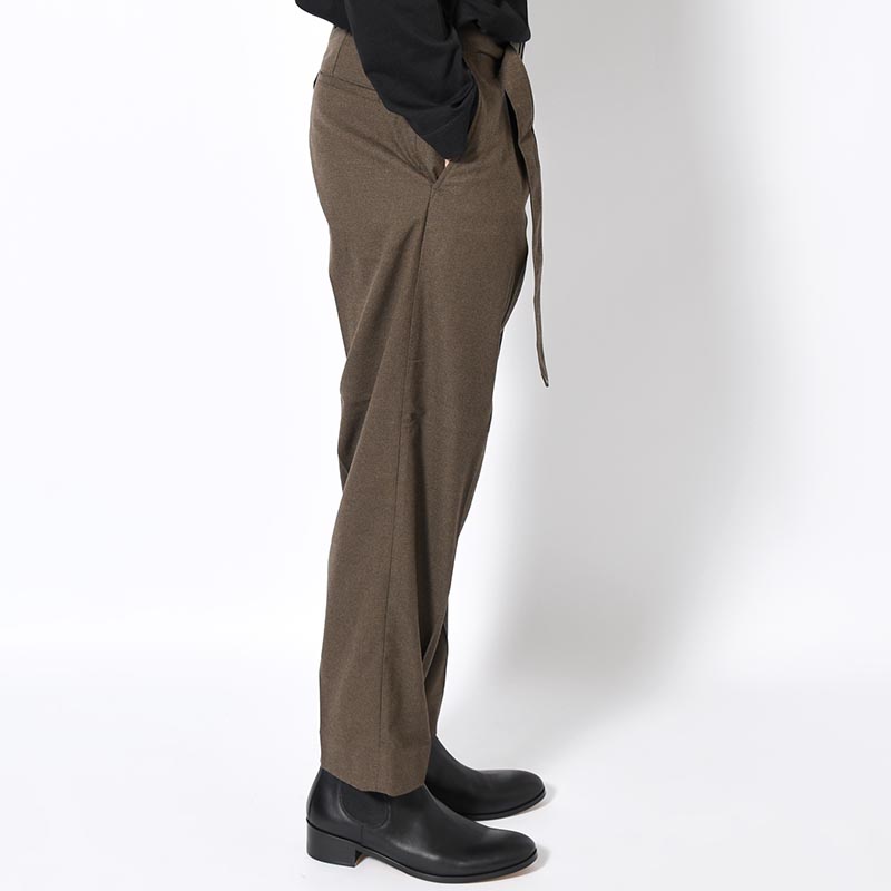 Belted Tapered Trousers -OLIVE-