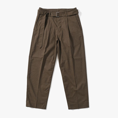 Belted Tapered Trousers -OLIVE-