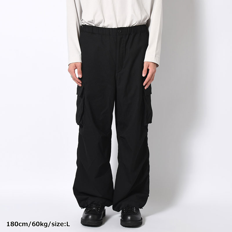 Flannel Cargo Trousers -BLACK-