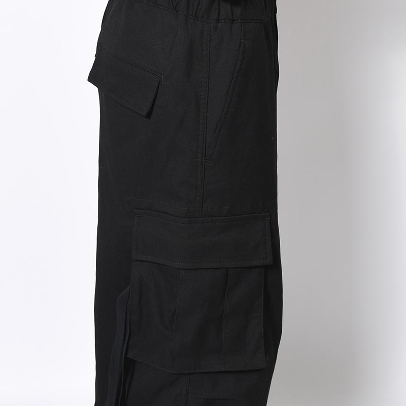 Flannel Cargo Trousers -BLACK-