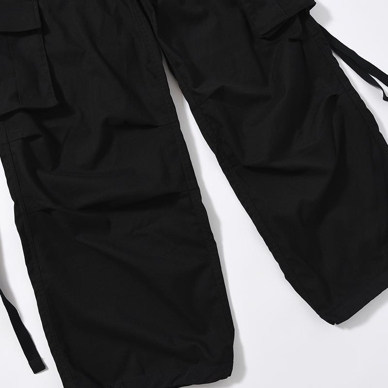 Flannel Cargo Trousers -BLACK-