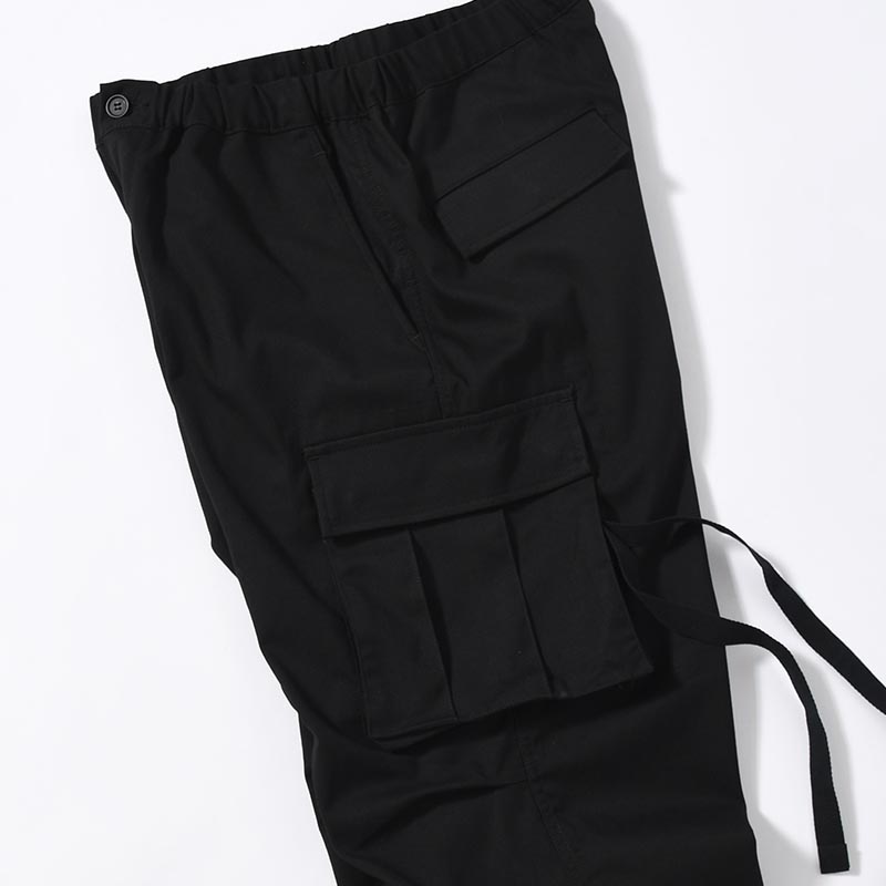 Flannel Cargo Trousers -BLACK-