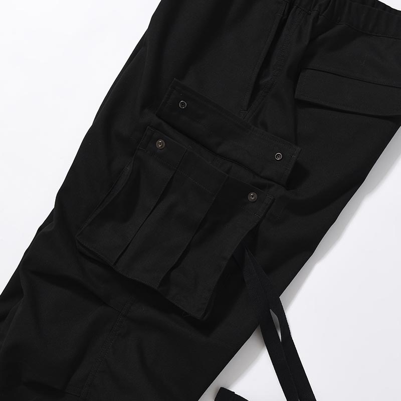 Flannel Cargo Trousers -BLACK-