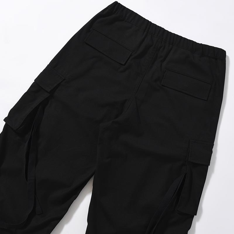 Flannel Cargo Trousers -BLACK-