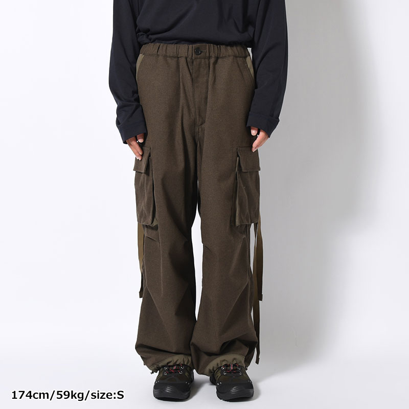 Flannel Cargo Trousers -OLIVE-