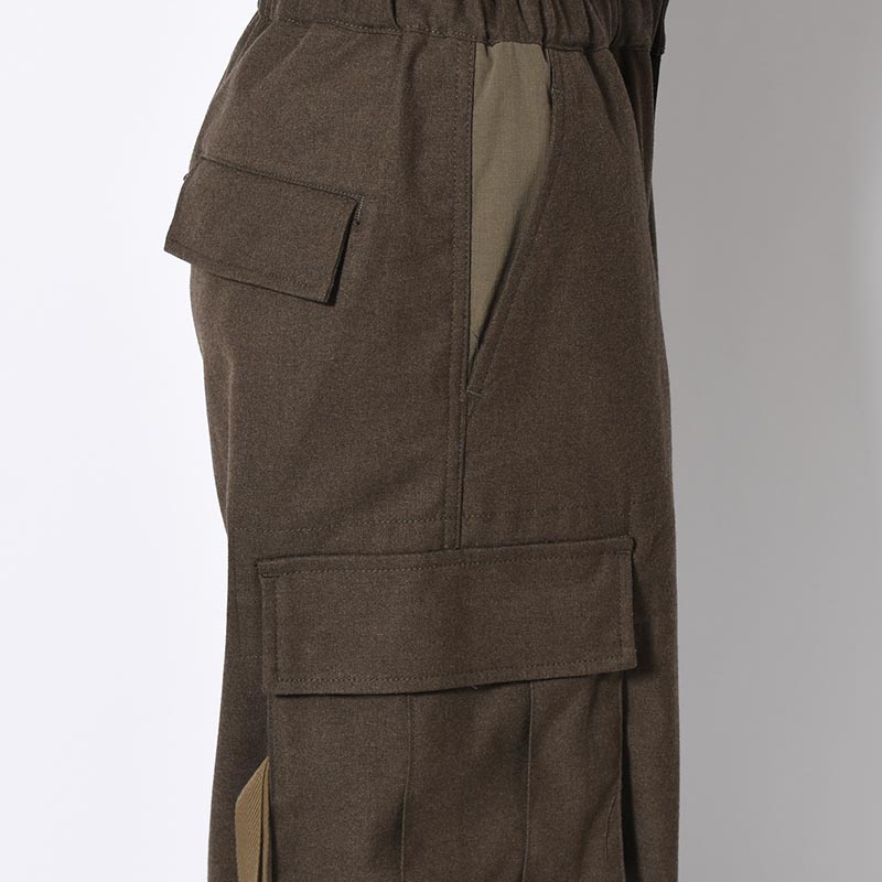 Flannel Cargo Trousers -OLIVE-