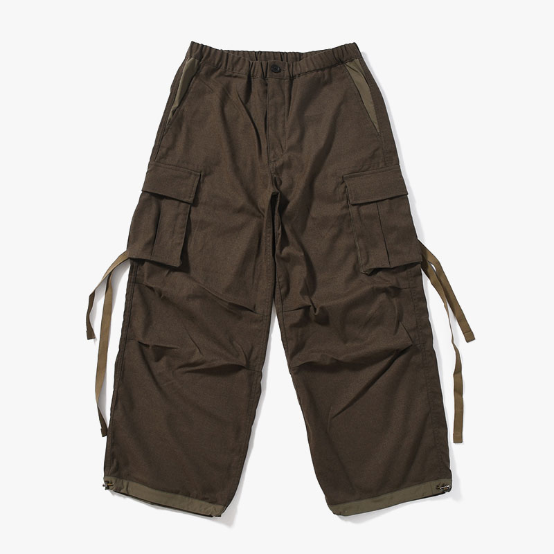 Flannel Cargo Trousers -OLIVE-