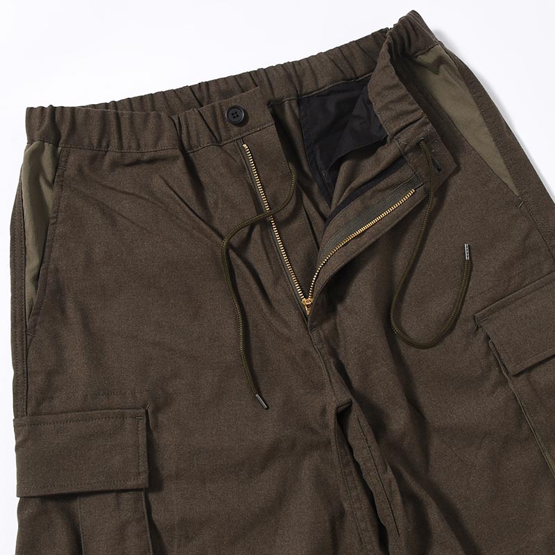 Flannel Cargo Trousers -OLIVE-