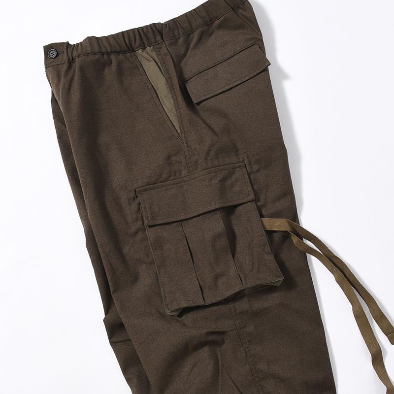 Flannel Cargo Trousers -OLIVE-