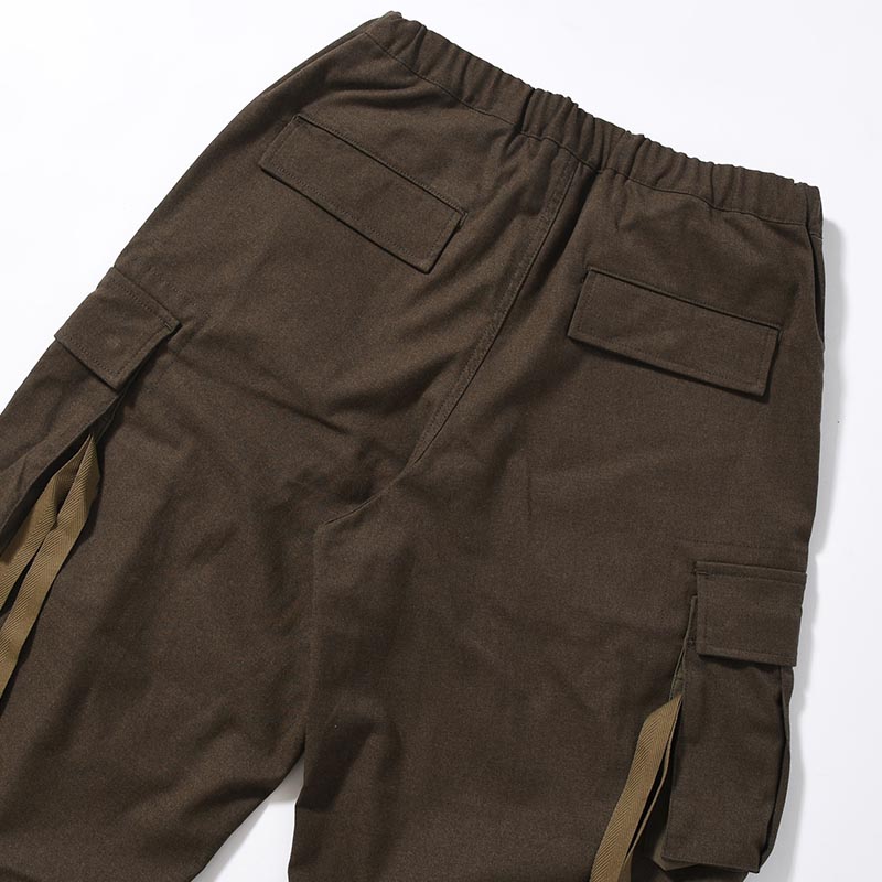 Flannel Cargo Trousers -OLIVE-