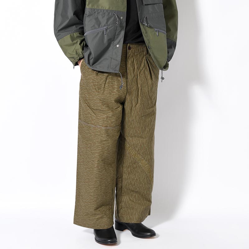 Military Tent Wide Trousers (Raindrop Camo) -OLIVE-