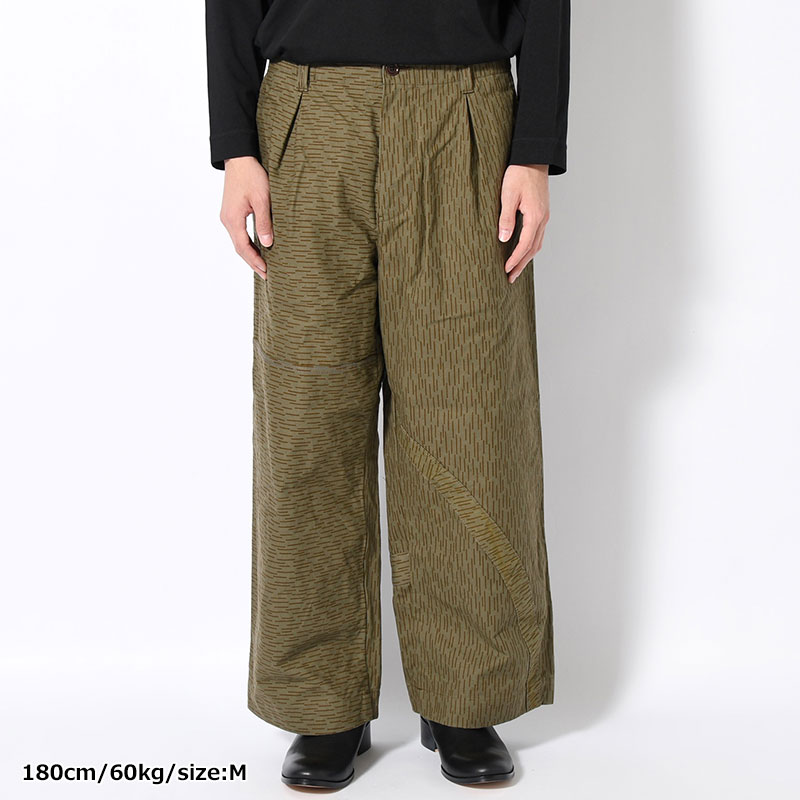 Military Tent Wide Trousers (Raindrop Camo) -OLIVE-