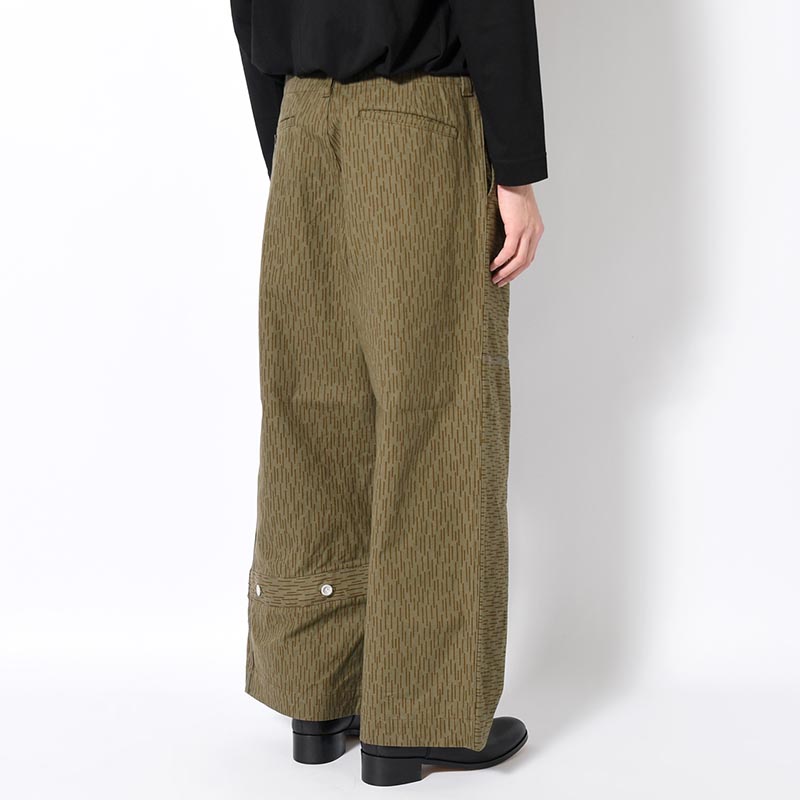 Military Tent Wide Trousers (Raindrop Camo) -OLIVE-