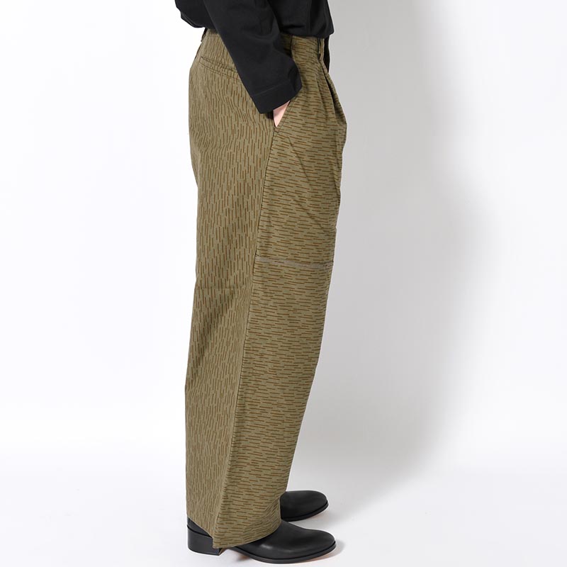 Military Tent Wide Trousers (Raindrop Camo) -OLIVE-