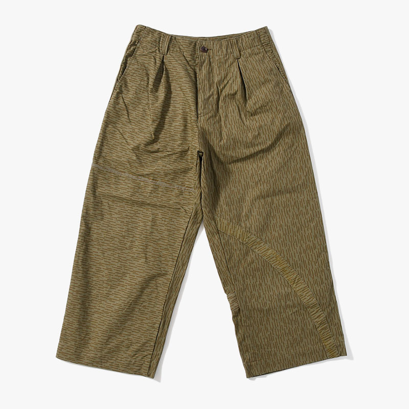 Military Tent Wide Trousers (Raindrop Camo) -OLIVE-