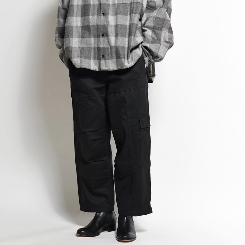 Patchwork Utility Trousers -BLACK-