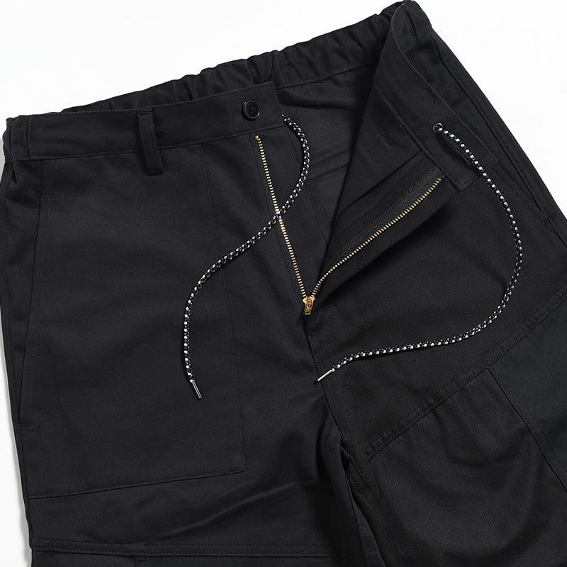 Patchwork Utility Trousers -BLACK-