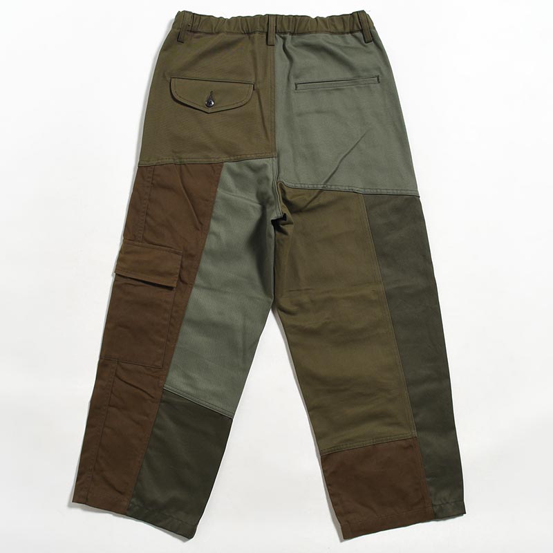 Patchwork Utility Trousers -DARK OLIVE-