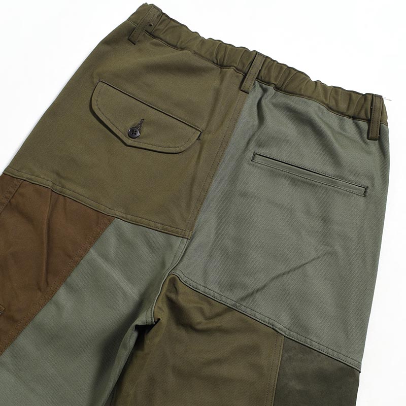 Patchwork Utility Trousers -DARK OLIVE-