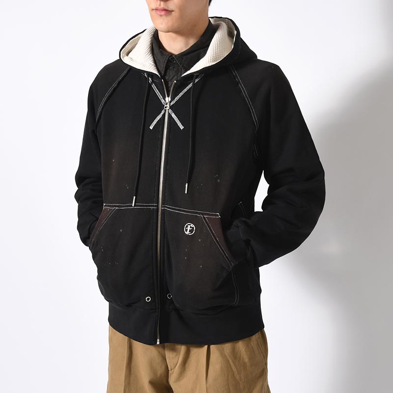 AGED ZIP UP HOODIE -BLACK-