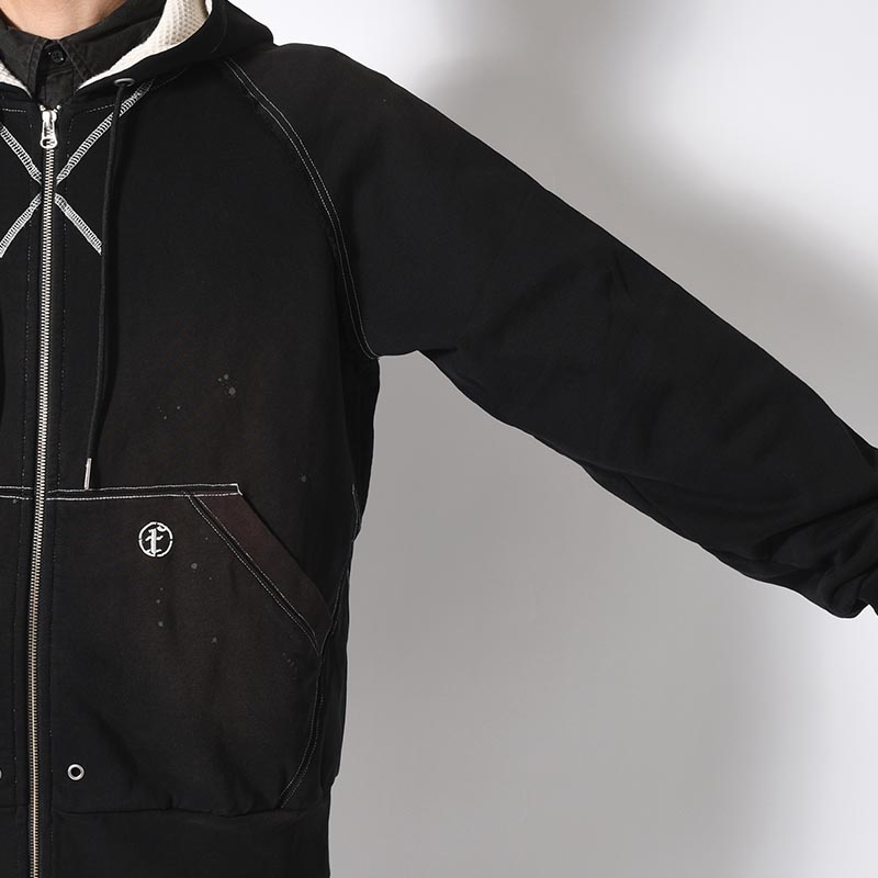 AGED ZIP UP HOODIE -BLACK-