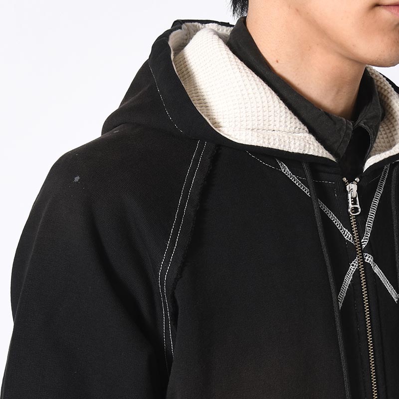 AGED ZIP UP HOODIE -BLACK-